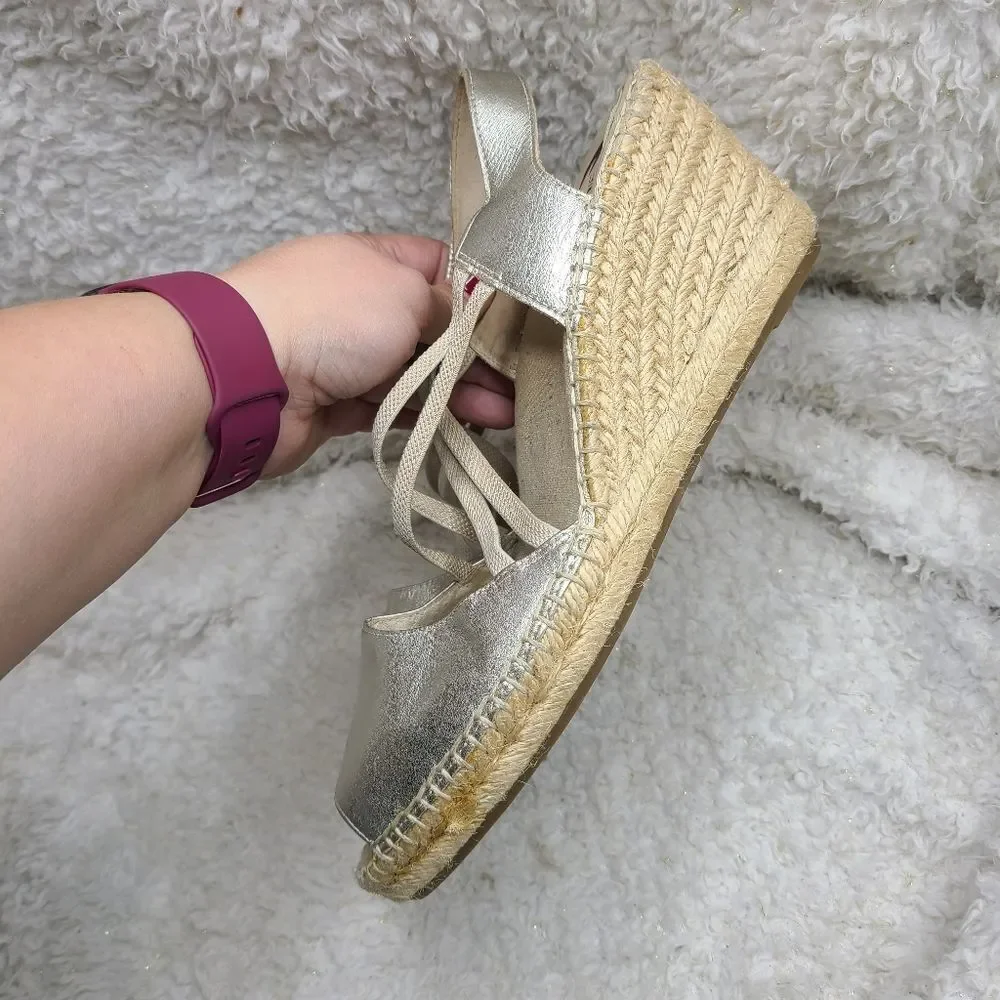 Abeo Bio System Delano Espadrille Wedge Metalic Sandals‎ Size 9